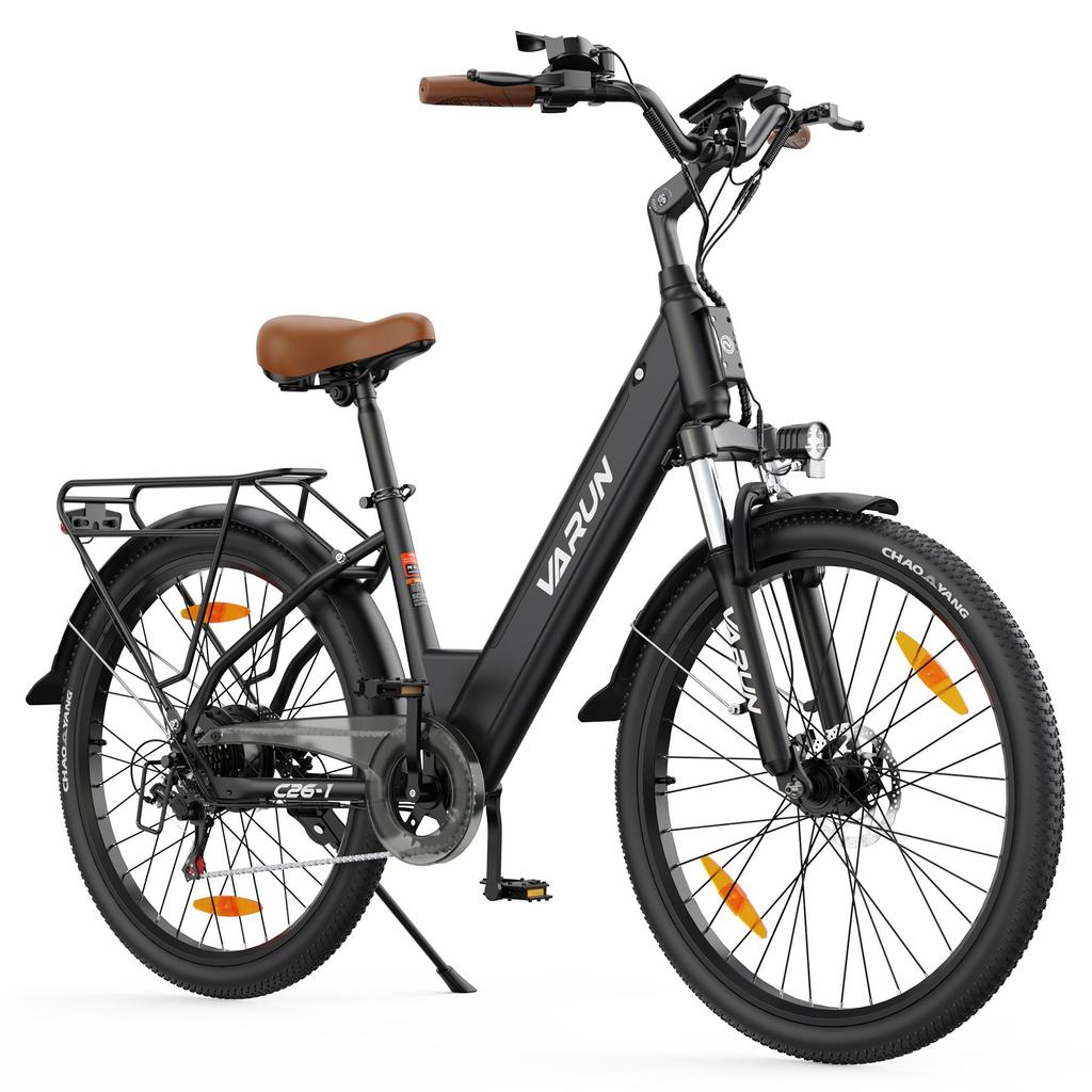 VARUN C26-1 Outdoor Riding Electric Bicycle With TowSeat 500W Motor  48V10.4Ah Battery Urban Commuting E-Bike 26 Inch Road Tires Electric Bike
