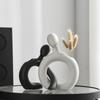 Ceramic Figure Vase Couple Abstract Hollowed-out Flower Arrangement Ornaments Flower Vase Creative Display Home Decoration