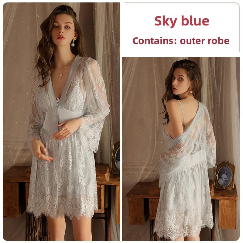 Sexy Rückenfreie Verführung Pyjamas Plus Brustpolster Raffung Strapsen Nachthemden Loungewear Sets