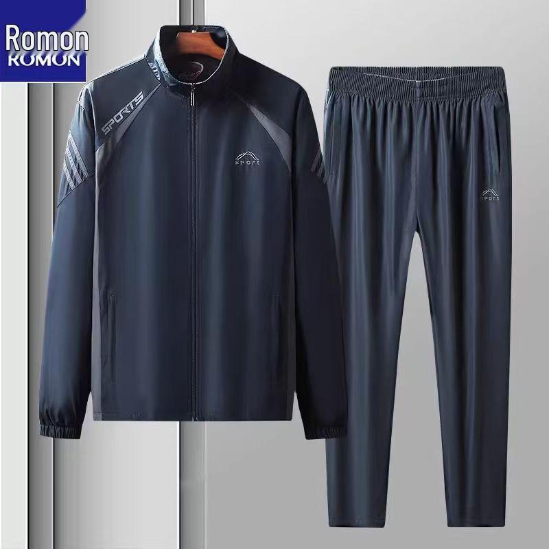 

Мужской теплый спортивный костюм Romon - Коллекция Осень/Зима 2025 для мужчин среднего и пожилого возраста, весенняя верхняя одежда 4XL [Recommended 180-200 jin]