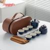 JingQingFu Portable Ceramic Travel Kung Fu Tea Set, 1 Pot 6 Cups