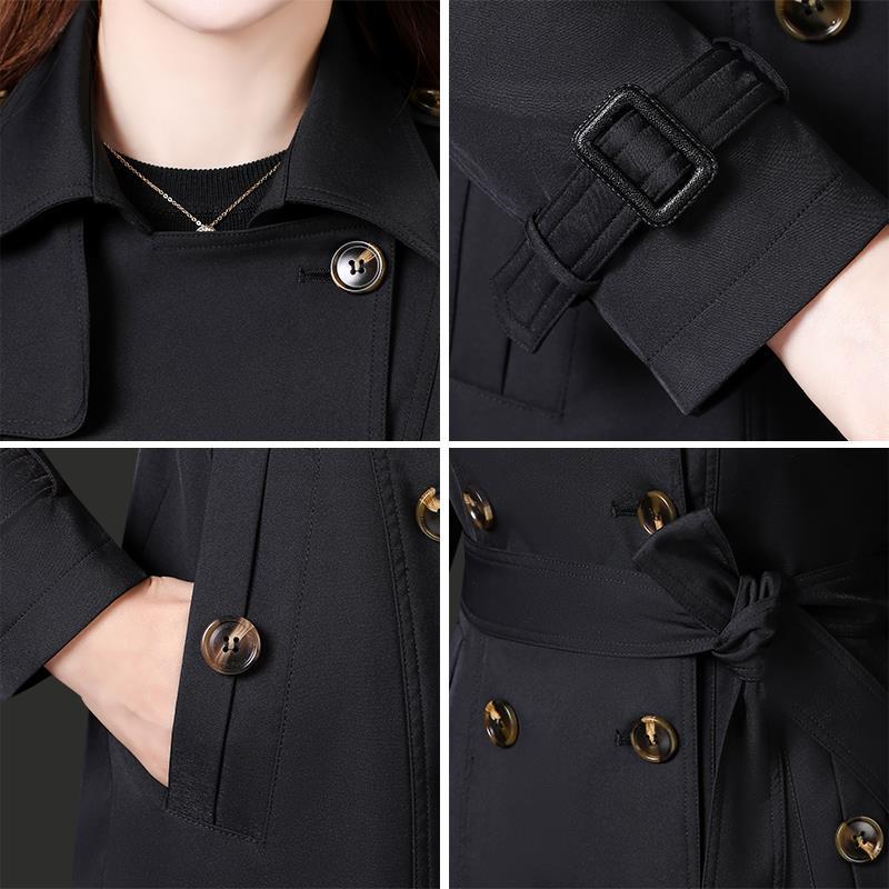 Long Trench Coat Women Thicken Double Breasted Waterproof British Female Windbreaker Coat
