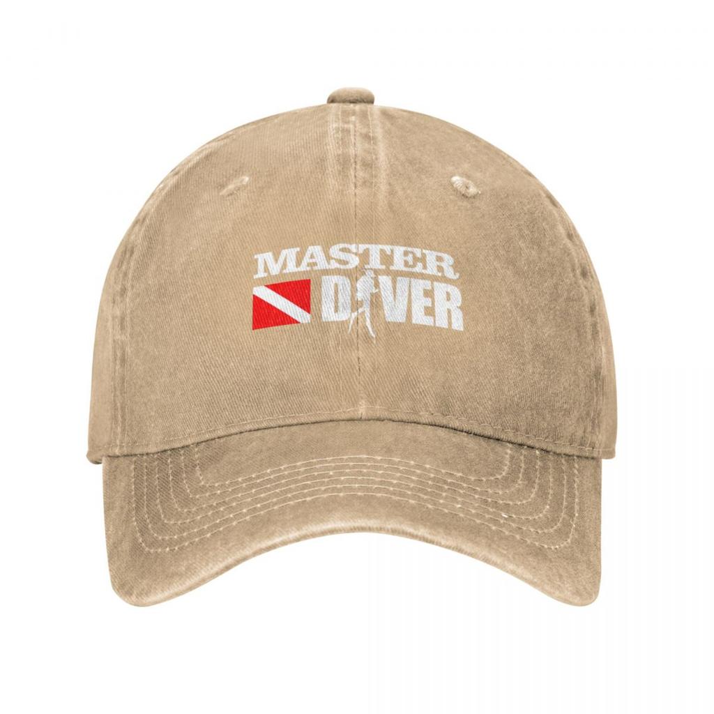 Diving Master Diver We Play In Deep End Adult Retro Denim Washed Baseball Caps Male Cowboy Street Tide Hat Hiking Peaked Cap