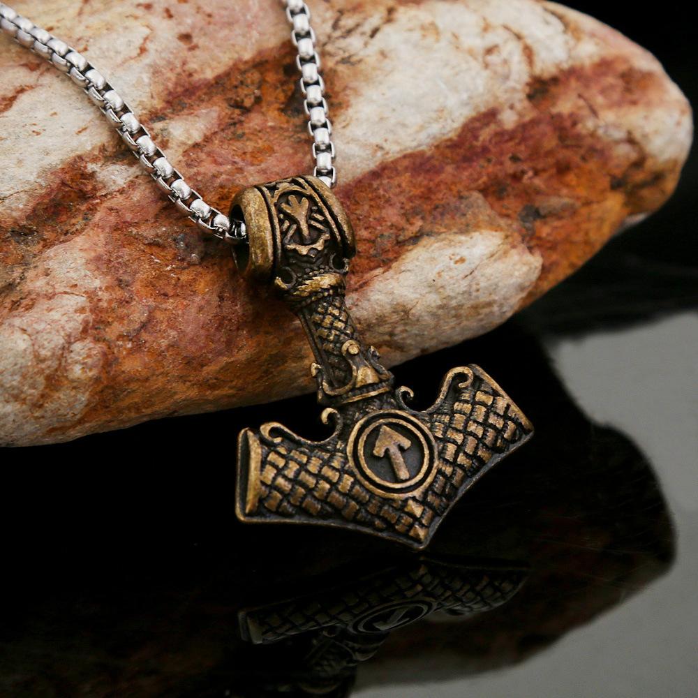 Кулон Молот Одина Викинг Руна Нержавеющая Сталь Популярное Мужское Титановое Стальное Ожерелье