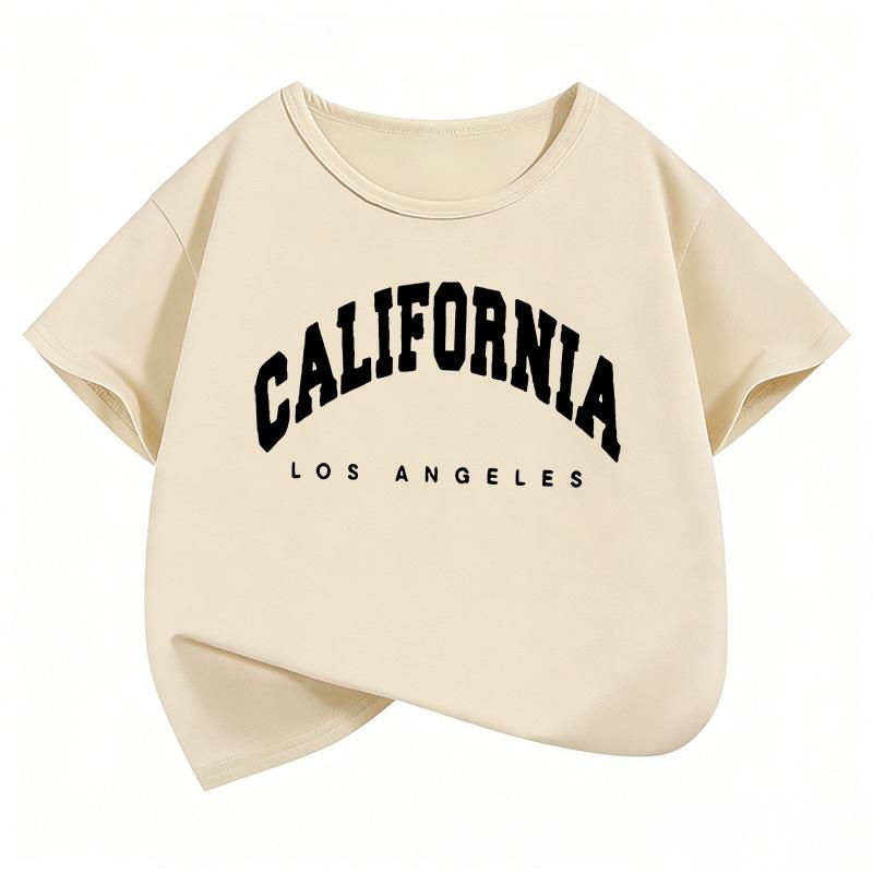 Printed Letter T-Shirt Fashion Boys Girls Summer Spring Casual Top Short Sleeve Shirt