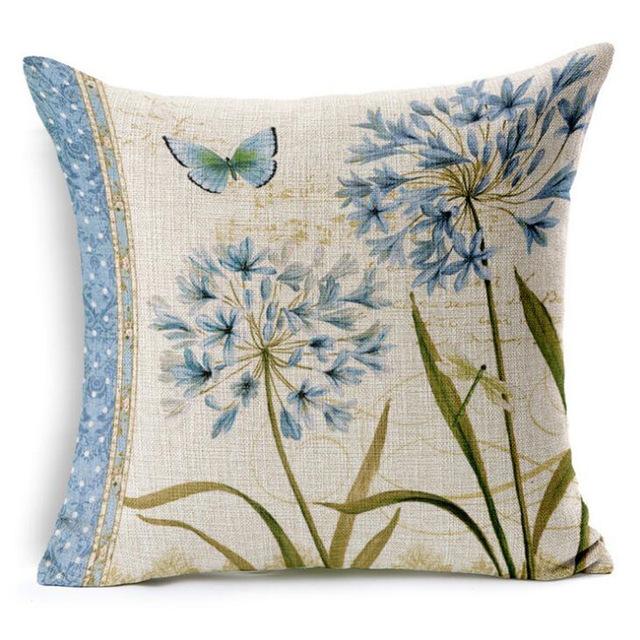 Beautiful Flower Printing Cushion Cover Plants Cotton Linen Throw Pillow Case Decorative Pillowcase For Sofa Cushion Cover Zt105