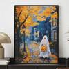 Halloween 5D DIY Diamond Art Painting Kit Autumn Street Night View Home Wall Decor Handmade Gift Relaxing Arts Crafts Project for Adults