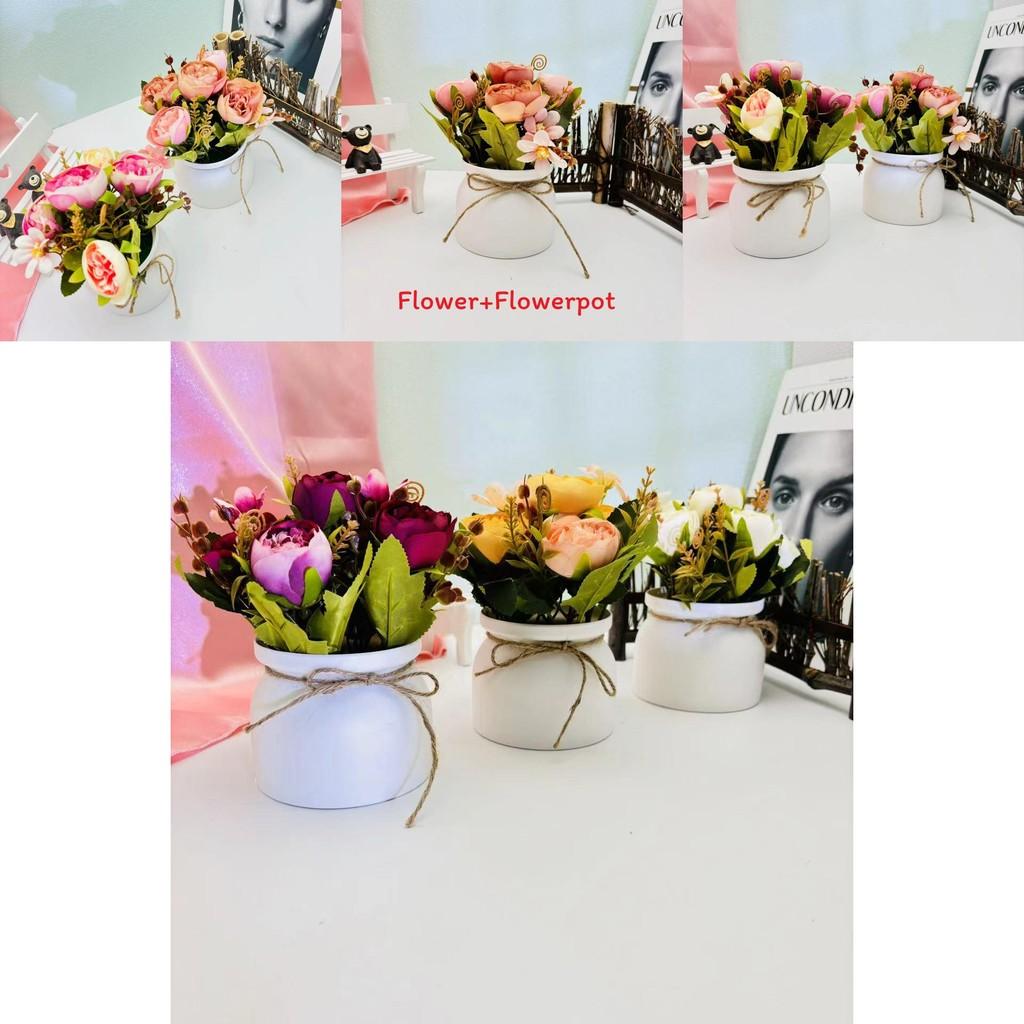 Camellia Flower Artificial Potted Plant For Home Decor And Wedding Arrangements