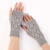 Short Hollow Leaf Gloves New Autumn and Winter Knitted Fingerless Wool Sleeves for Men and Women Warm Arm Covers