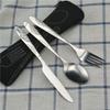 3pcs Set Dinnerware Portable Printed Stainless Steel Spoon Fork Steak Knife Set Travel Cutlery Tableware with Bag