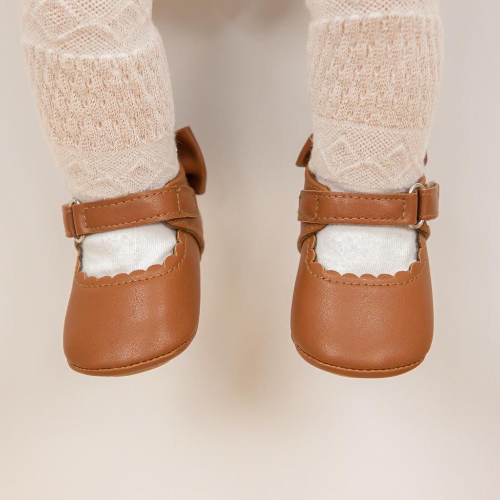 Baby Girl Bowknot Princess Shoes: PU Leather, Soft Sole, Non-Slip - Ideal for 0-1 Year Olds