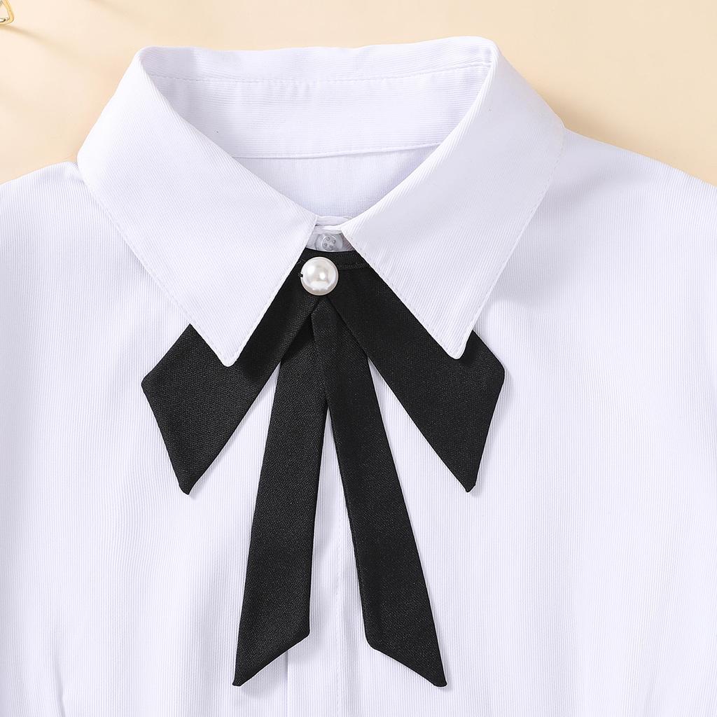 Large Bead Decoration Bow, Detachable Shirt Collar, Personalized and Versatile Fake Collar