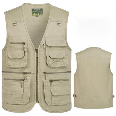 Male Casual Summer Big Size Cotton Sleeveless Vest with Many 16 Pockets Men Multi Pocket Photograph Waistcoat