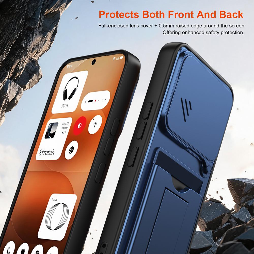 KEYSION Card Slot Holder Bag Phone Case for Nothing Phone 4A Pro Slide Camera Protection Upright Kickstand Shockproof Cover