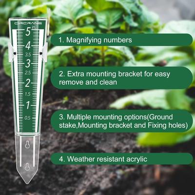 Professional Outdoor Rain Gauge Durable Construction Magnified Scale Easy Read Numbers for Garden Farm and Weather Enthusiasts