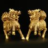 1pair Copper Unicorn Ornaments Male and Female Auspicious Home Office Desktop Decor