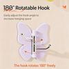 4PCS Butterfly Rotating Self Adhesive Hook, 3-Hook 270 Swivel Design, No Drill Wall Mount Storage Hooks, for Hanging Towels Keys Bags Hats