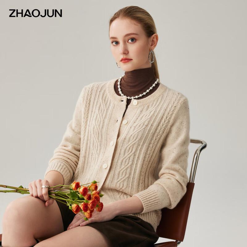 

Zhaojun Women s 2025 Fall/Winter Thick Cashmere Round Neck Cardigan Sweater XL