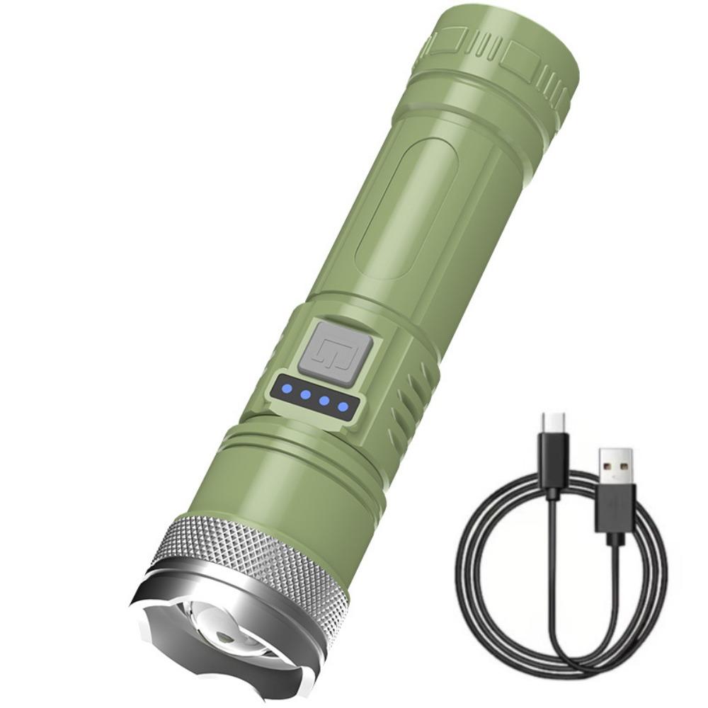 High Power LED Flashlight Type-C Charging Built-in Battery USB Charging Flashlight 3 Modes White Light Powered Flashlights