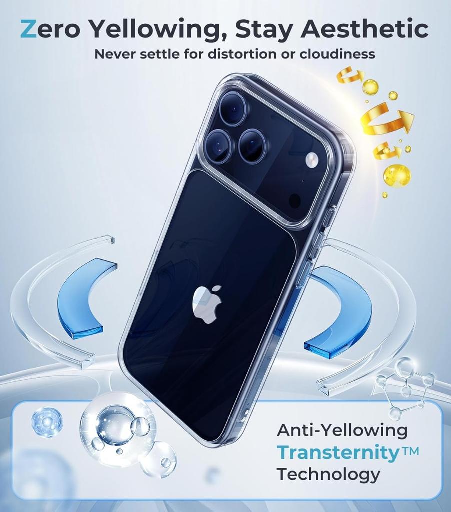 Crystal Clear Anti-Yellowing Transparent Phone Case for iPhone 17 Pro Max 17 Air 16 Pro 15 14 13 12 11 Shockproof Bumper Cover