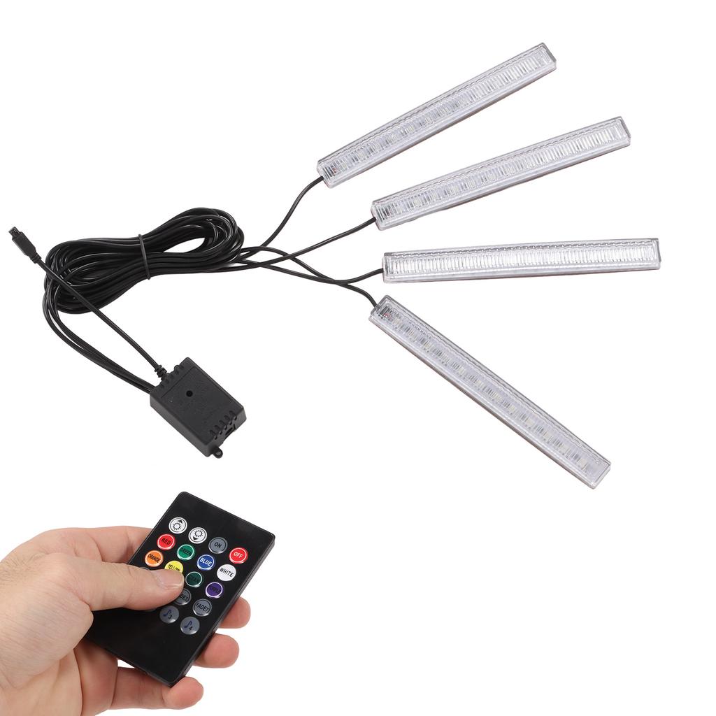 Interior Car Ambient Light 4 Lines Multifunction Microphone Universal Colorful Car Sole LED Lamp