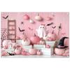 12x8ft Pink Halloween Photography Backdrop Cute Ghost Boo Banner