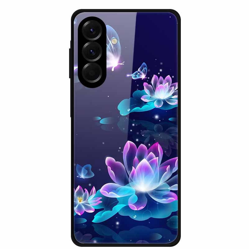 Tempered Glass Phone Case For Samsung Galaxy S24 FE Case Hard PC Back Cover Shell for Galaxy S24FE S 24 FE 5G Hard Covers Flower