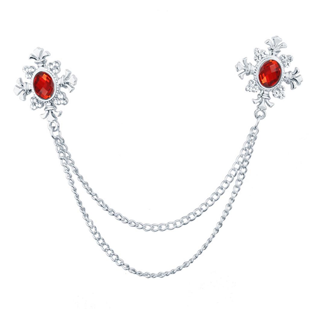 Elegant Tassel Rhinestone Cross Collar Pin For Shirts Fashionable Enthusiasts Suit Shirt Collar Brooch Trendy Jewelry