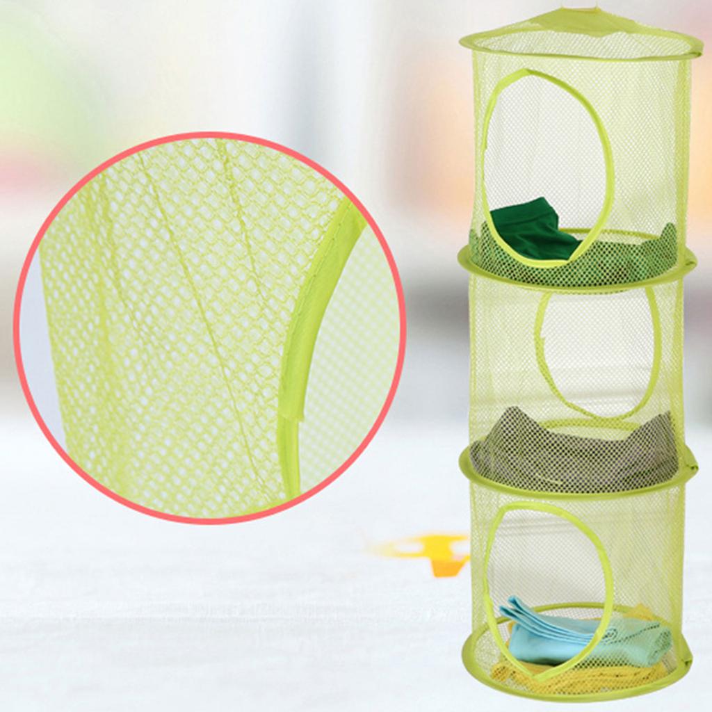 Clothes Storage Cage 3 Tiers Foldable Breathable Underwear Bra Door Organizer with Compartments Home Organization Tool
