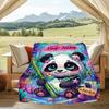1PC Custom Name Panda Underwater Adventure flannel blanket versatile,all-season throw suitable for the living room,bedroom,camping,travel,and gift