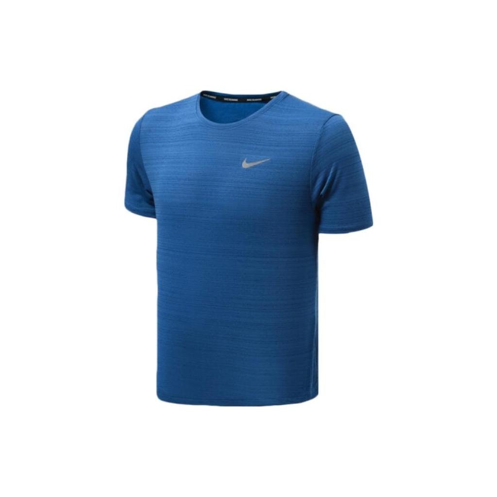 Nike Dri-Fit Miler Glowing Logo Crew Neck Running Short Sleeve T-Shirt Men Tops Blue CU5993-480