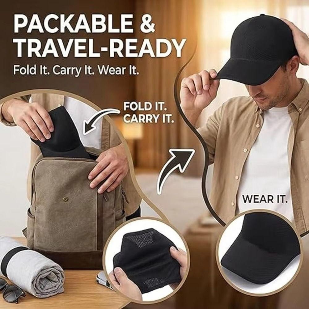 Packable Seamless Baseball Cap Lightweight Causal Sunshade Durable Foldable Visor Cap Summer