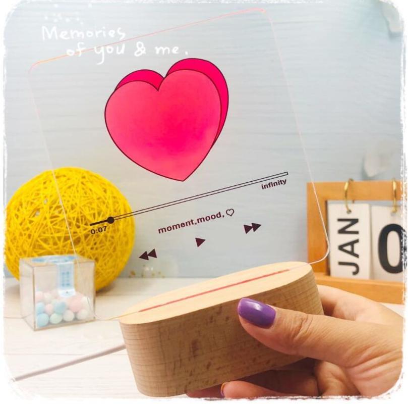 3D Isolator Heart Night Lamp Romantic Creative Bedroom USB Table Valentine'