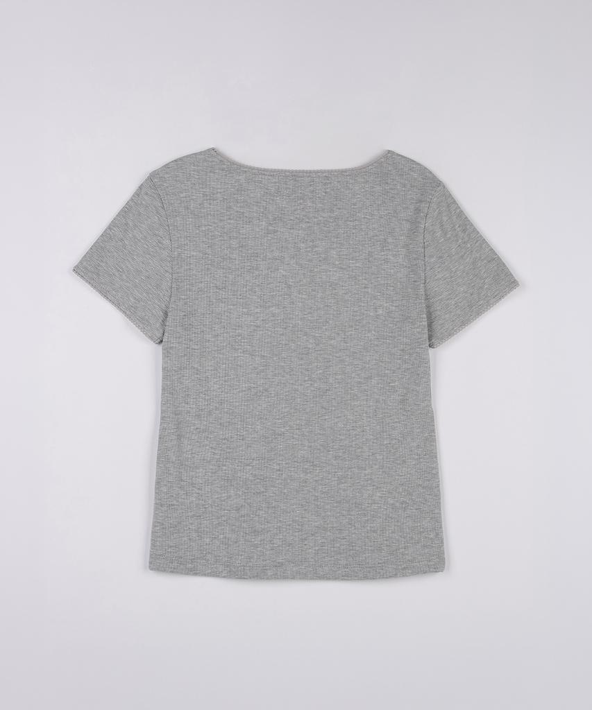 ROLAROLA Nubasic Lace Ribbed T-Shirt M/Gray