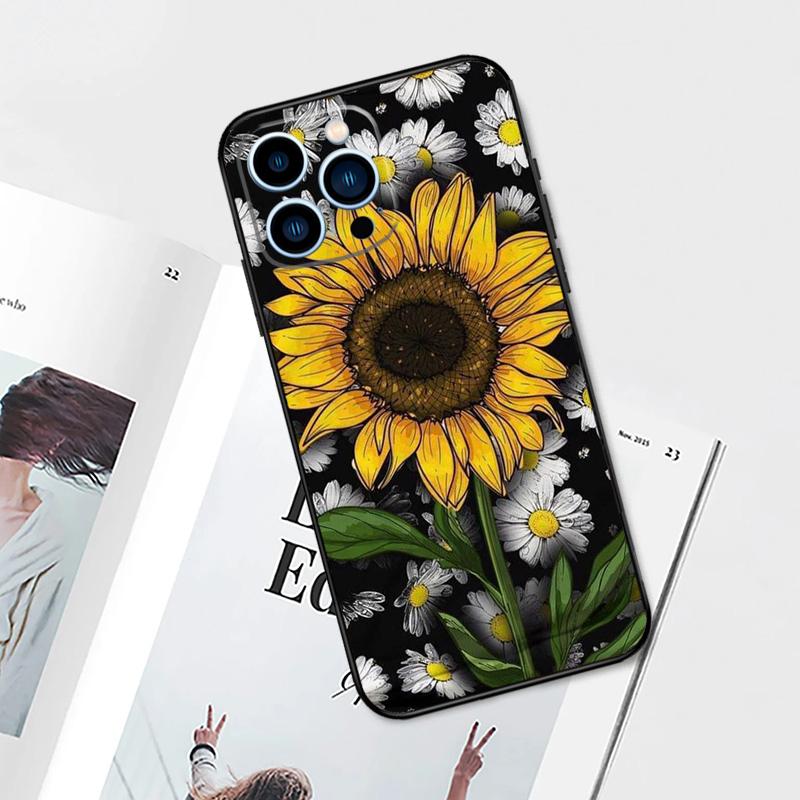 Schöne gelbe Sonnenblumenhülle für iPhone 17 Pro Max 14 13 12 11 15 16 Pro Max mini 16 Plus 16e 17 Air Handyhülle