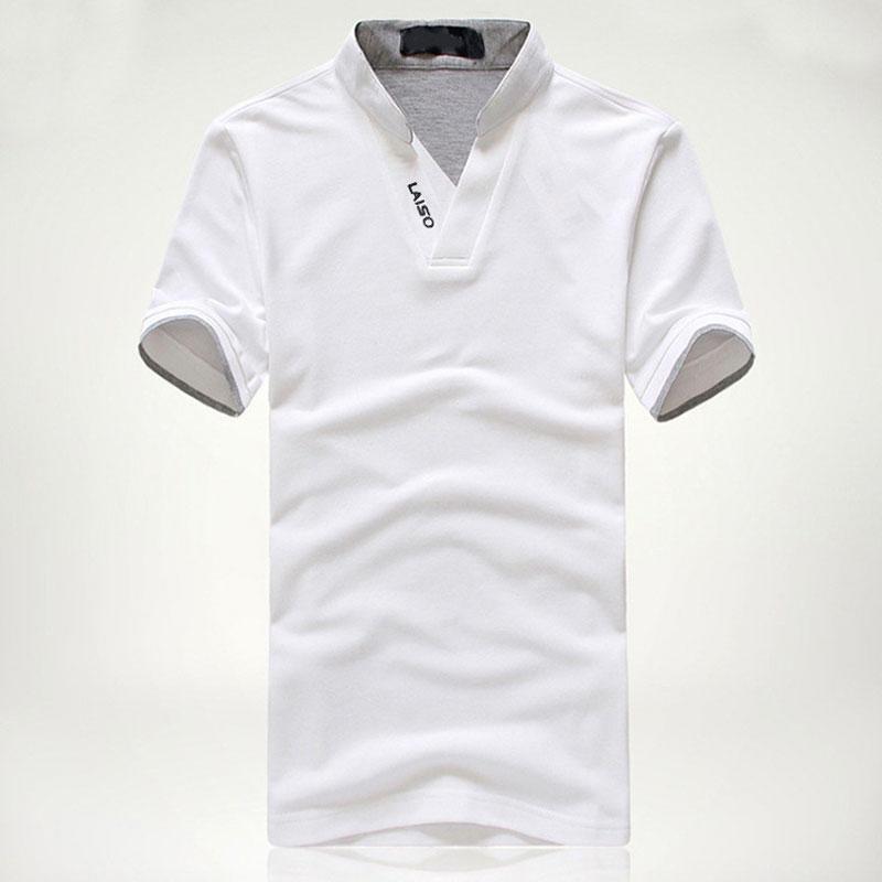 Fashion V Mens Neck Short Sleeve T Shirts Polo Shirt Mens Clothing Tops