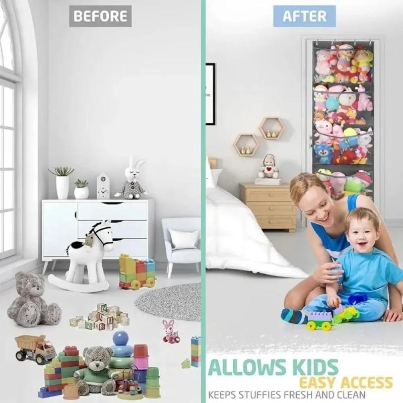 New Large Size Wall-Mounted Storage Bag Mesh 4-Layers Toy Organizer Hanging Design Display Kid's Dolls
