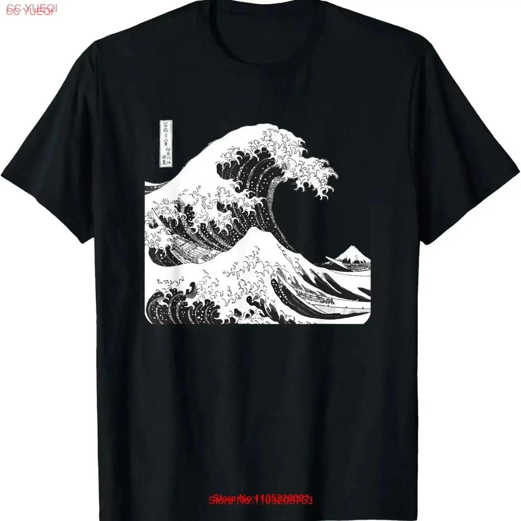 Black And White Great Wave Off Kanagawa T Shirt Vintage Designer Clothes Stretched Versatile Streetwear Comfortable