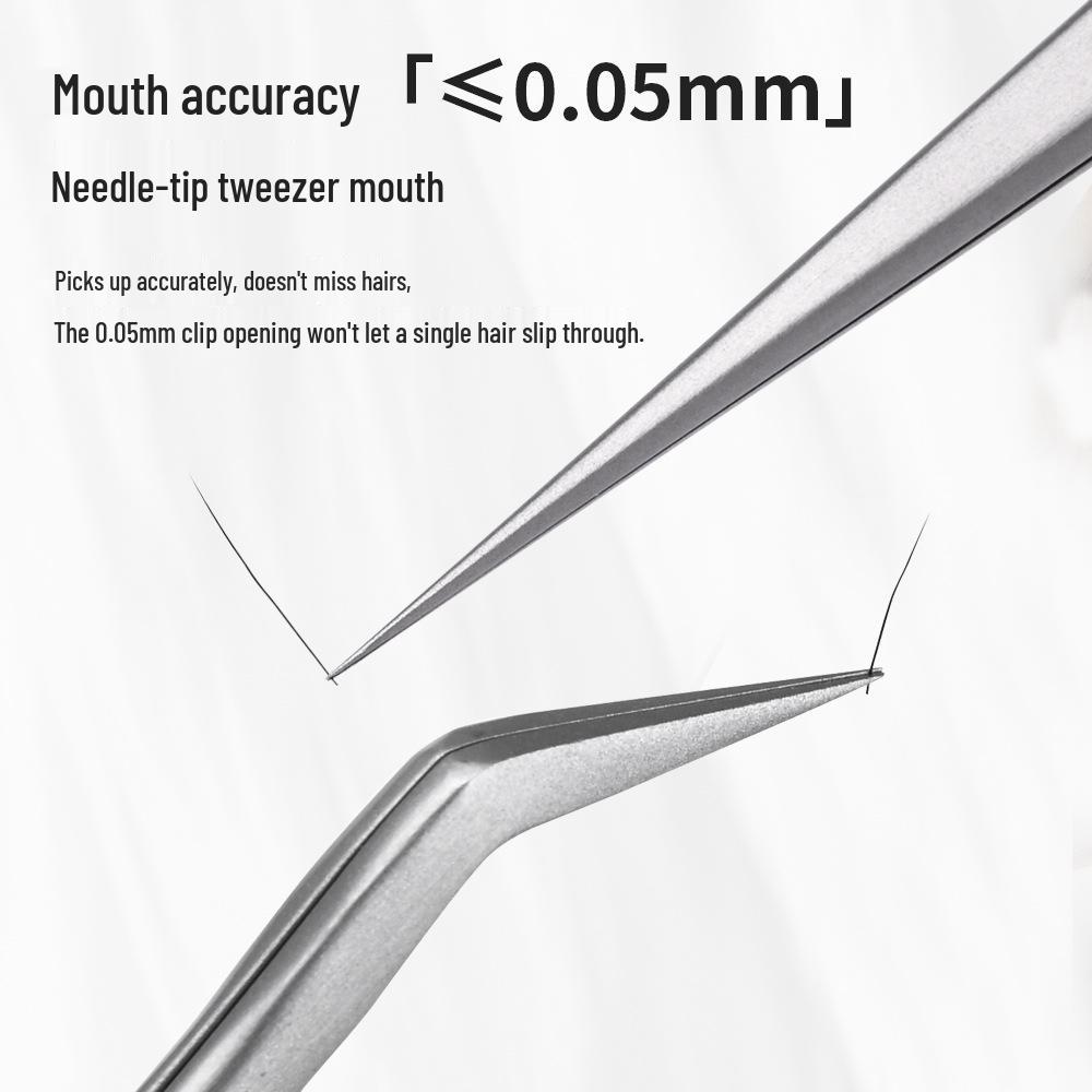 Stainless Steel Curved & Straight Tip Tweezers for Eyelash Grafting & Blackhead Removal