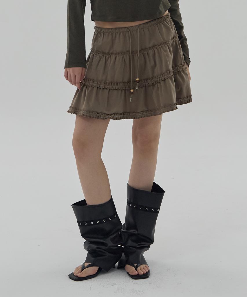Dear Stalker Boho Ruffled Cancan Mini Skirt - Mocha