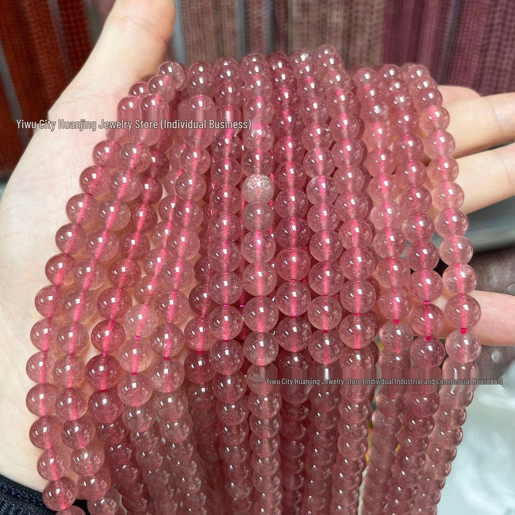 Huan Jing Jewelry 5A Natural Strawberry Quartz Round Loose Beads for DIY Bracelet Jewelry Accessories