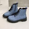 Large Size Martin Boots Women Wish British Platform Single Boots Retro Flat Boots