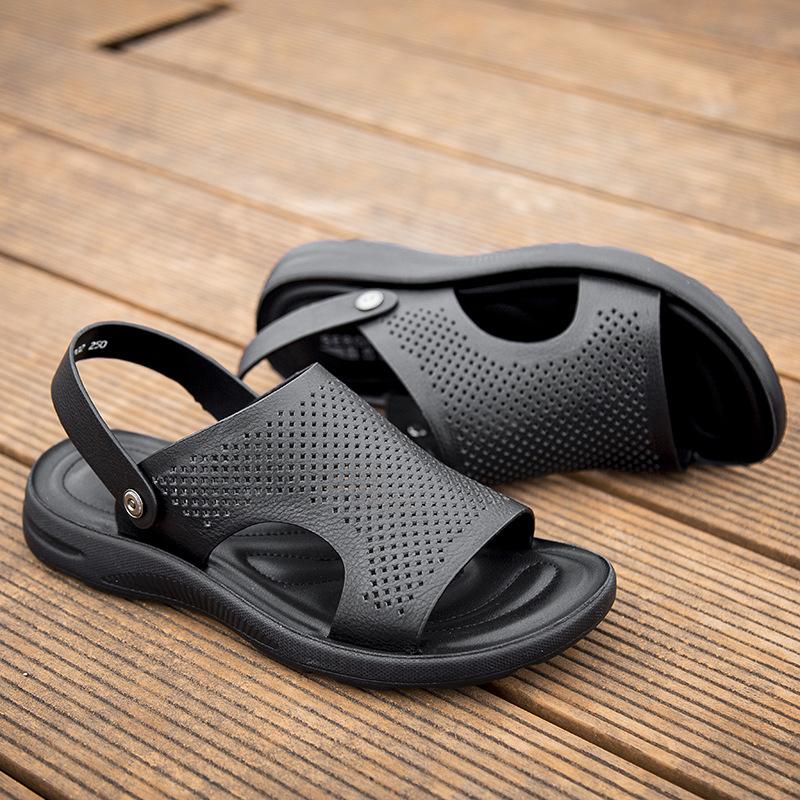 Fashion Genuine Leather Men Sandals Male Summer Shoes Outdoor Casual Sandals Cowhide Beach Shoes Two Uses Men's Sandals 6985