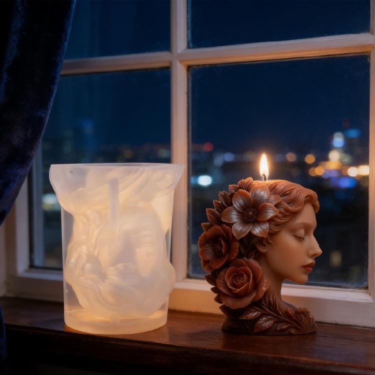 Flower Girl Silicone Candle Mold Easy Demolding Heat Resistant for Epoxy Resin Making Candle Soap Holiday Present