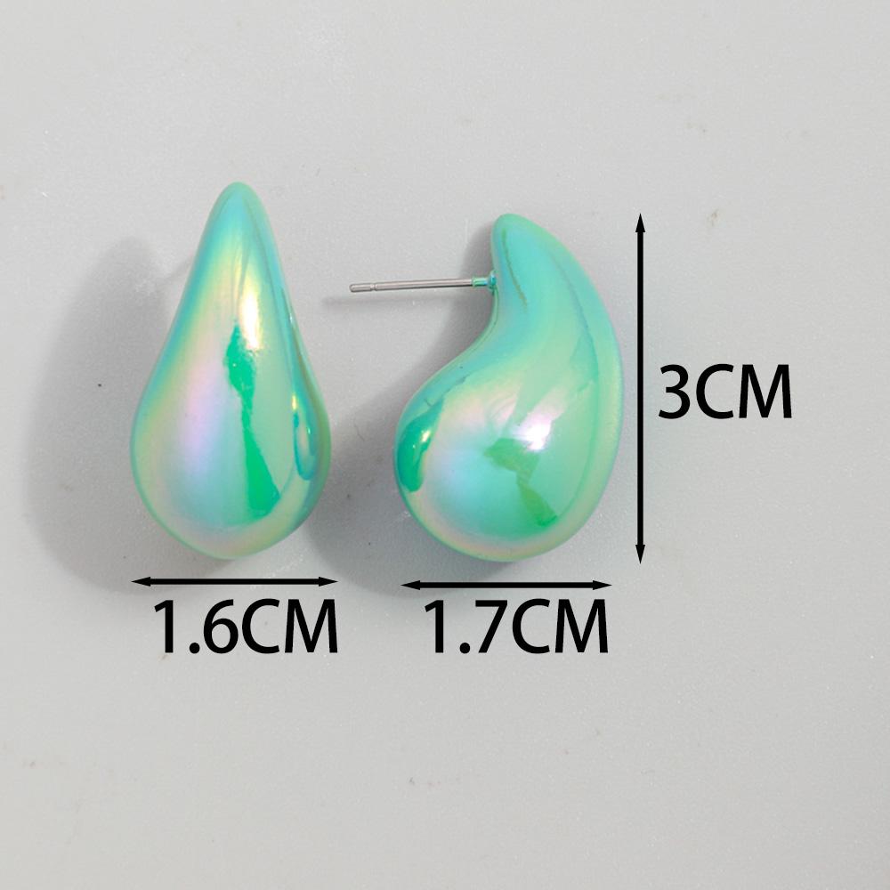 New AB Colorful Chunky Teardrop Earrings Dupes for Women Smooth Hollow Thick Water Drop Earring Hoops Trendy Jewelry Lightweight