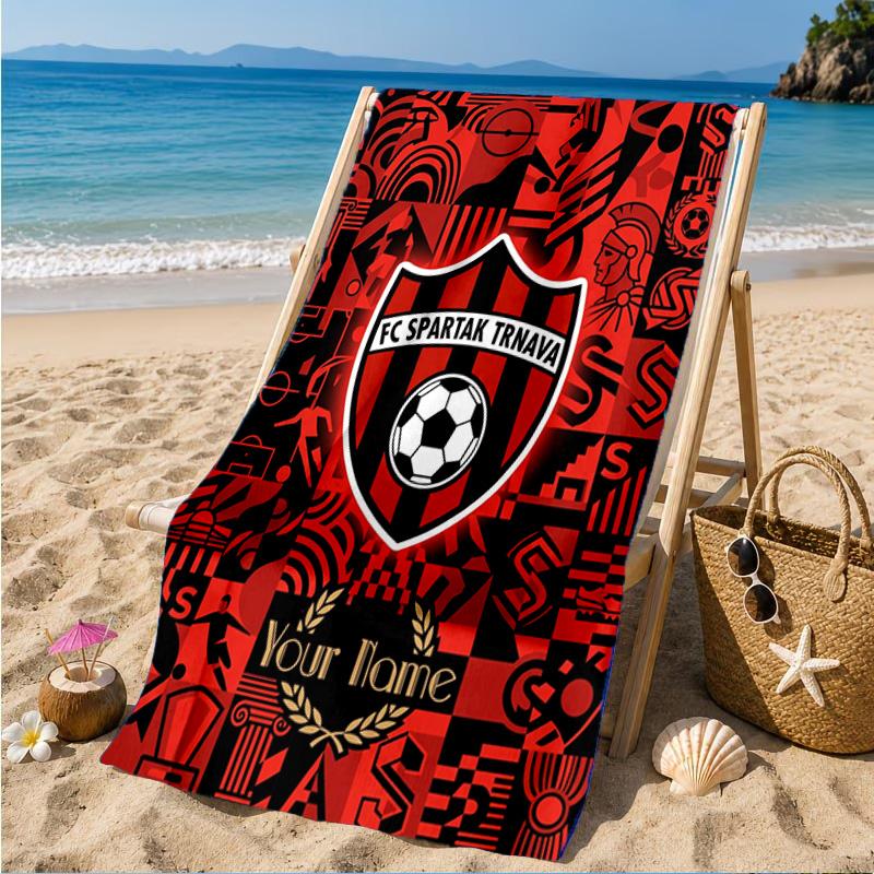 Custom Name FC Spartak Trnava Personalized Microfiber Beach Towel, Quick-Dry, Ideal for Summer Travel, Beach Essential, Swimming
