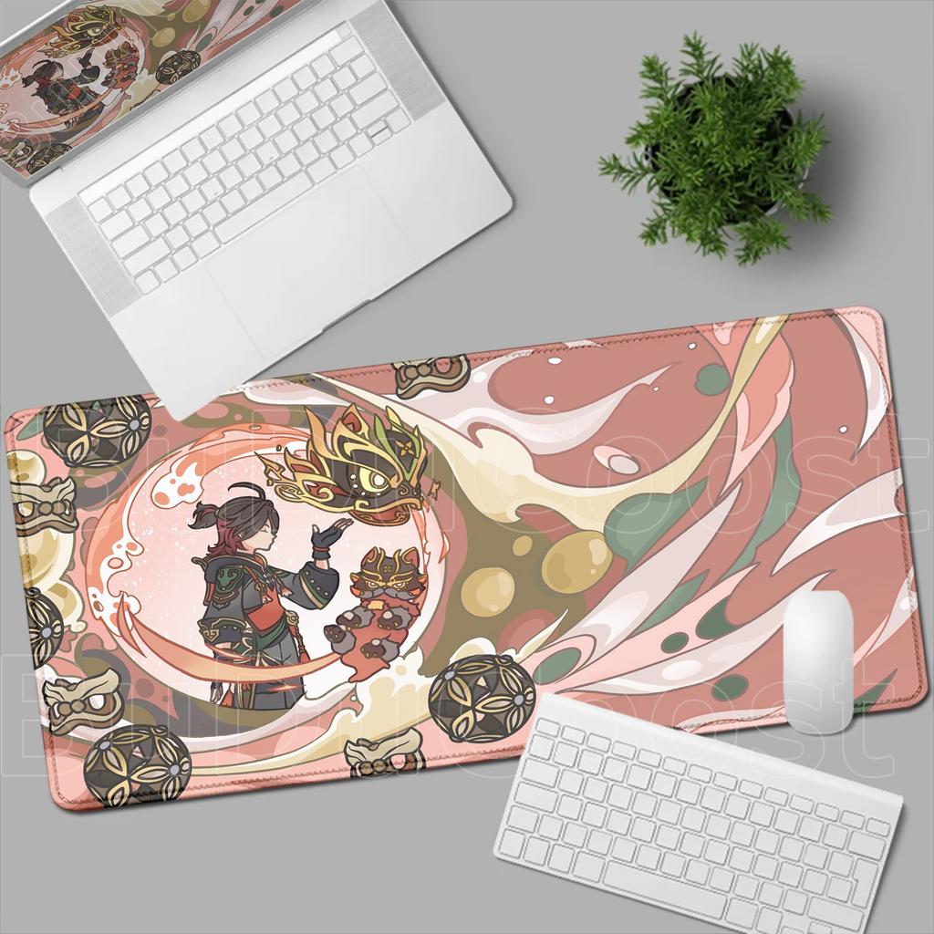 Liyue Genshin Impact Anime Mouse Pad Gaming Ganyu Xiao Baizhu Xianyun XXL Large Mouse Pad Non-slip Keyboard Desk Mat HD Mousepad