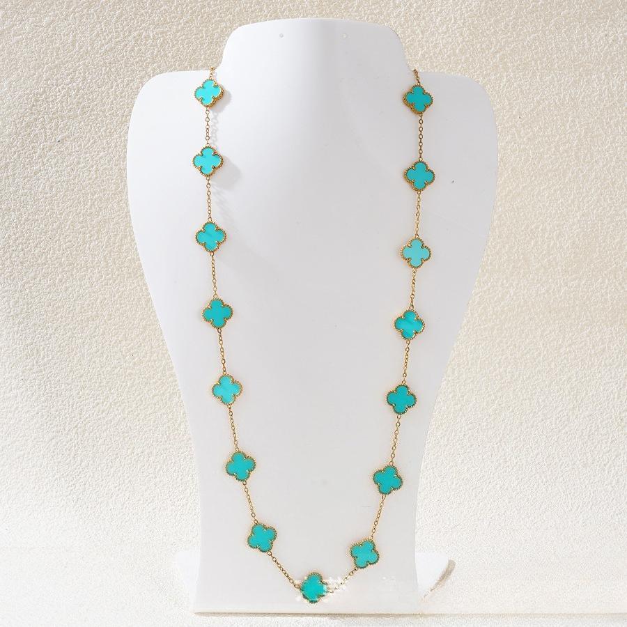 

15mm Large 20 Flower Four-Leaf Clover Necklace Women s Light Luxury Pendant Women s 18K Clavicle Chain