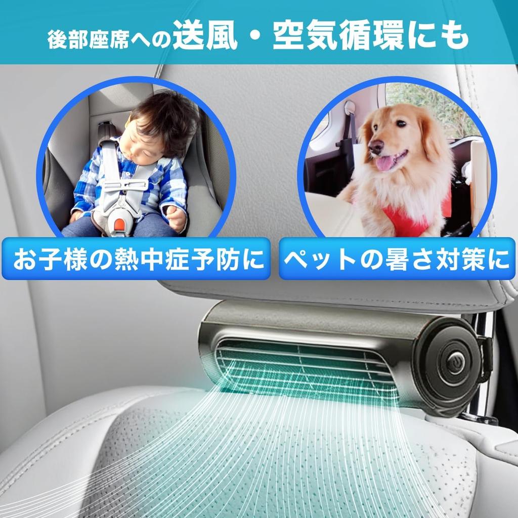 CARZEL Ventilátor do auta, Chladič krku, Ventilátor na opěrku hlavy, Ventilátor do auta, Široký cirkulátor, Napájení přes USB, Úžeh