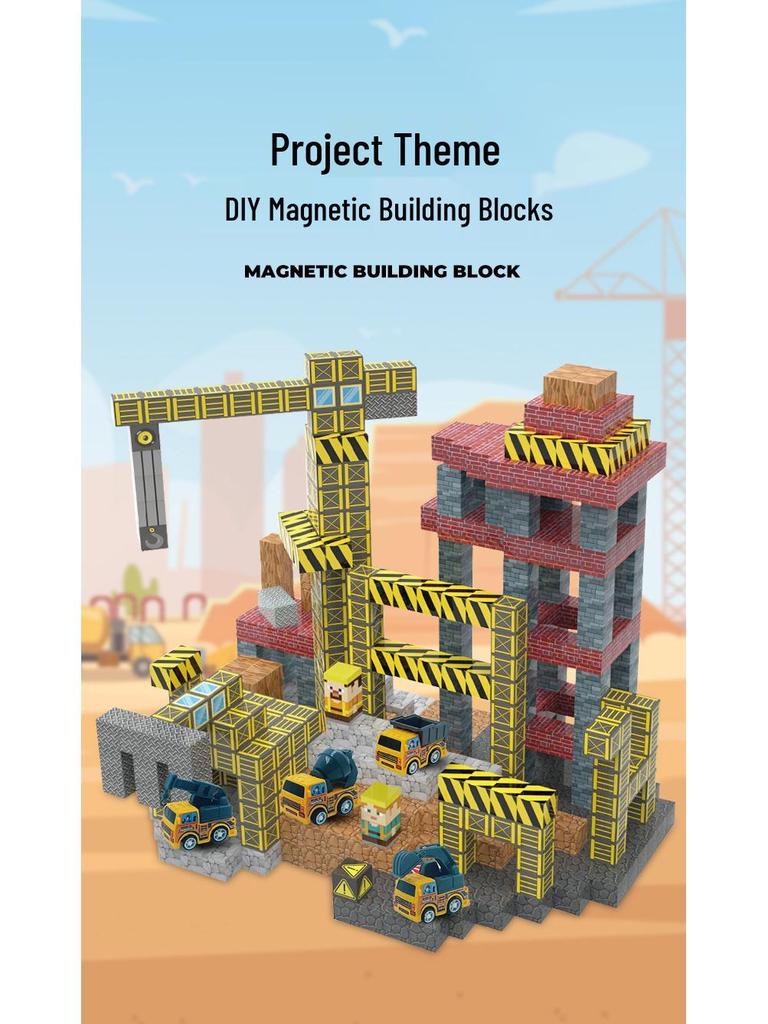 2.0cm DIY Magnetic Building Blocks with Lights - Magnetic Cubes Military Engineering Farm Set